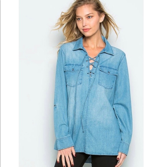 Long Sleeve Denim Top! - Picture 3 of 6